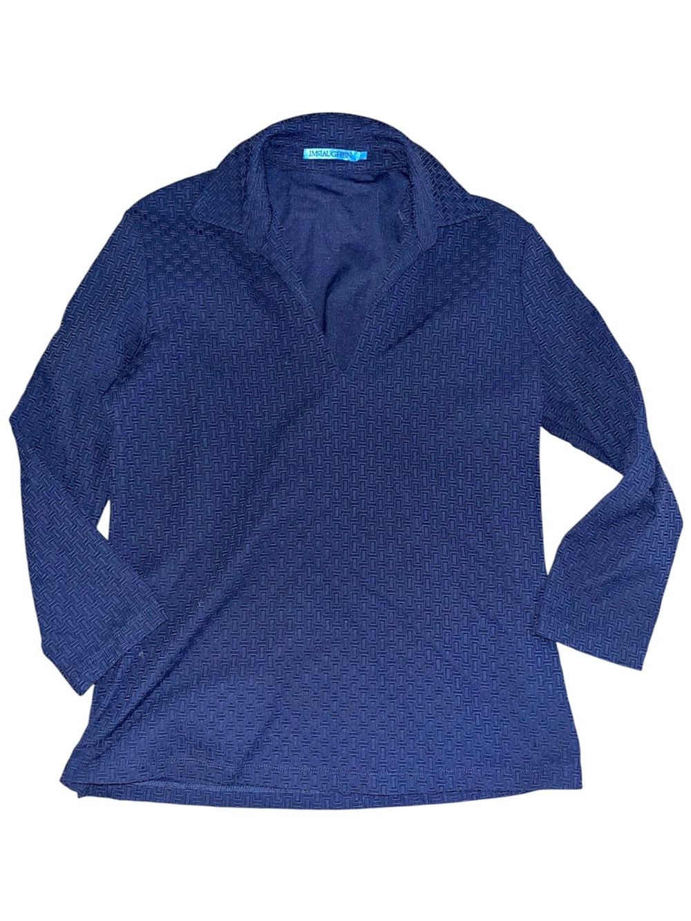 J.McLaughlin Navy V‑Neck Textured Long Sleeve Sweater